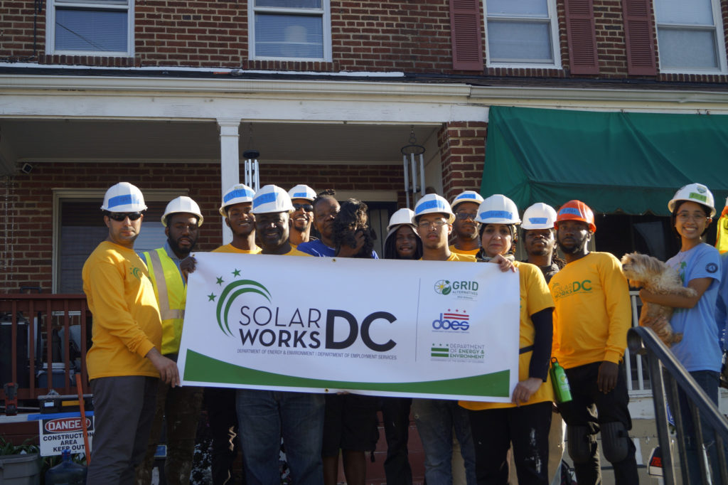 SolarWorks DC cohort celebrates successful install with homeowner