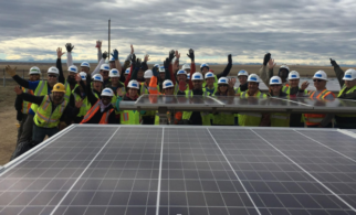 Denver Housing Authority community solar project volunteers.